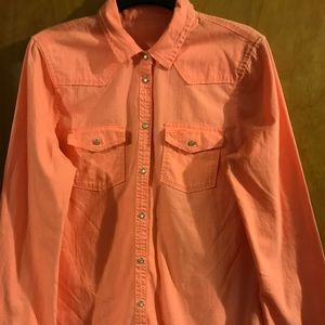 Light ORANGE Hollister thick cotton snap Blouse
